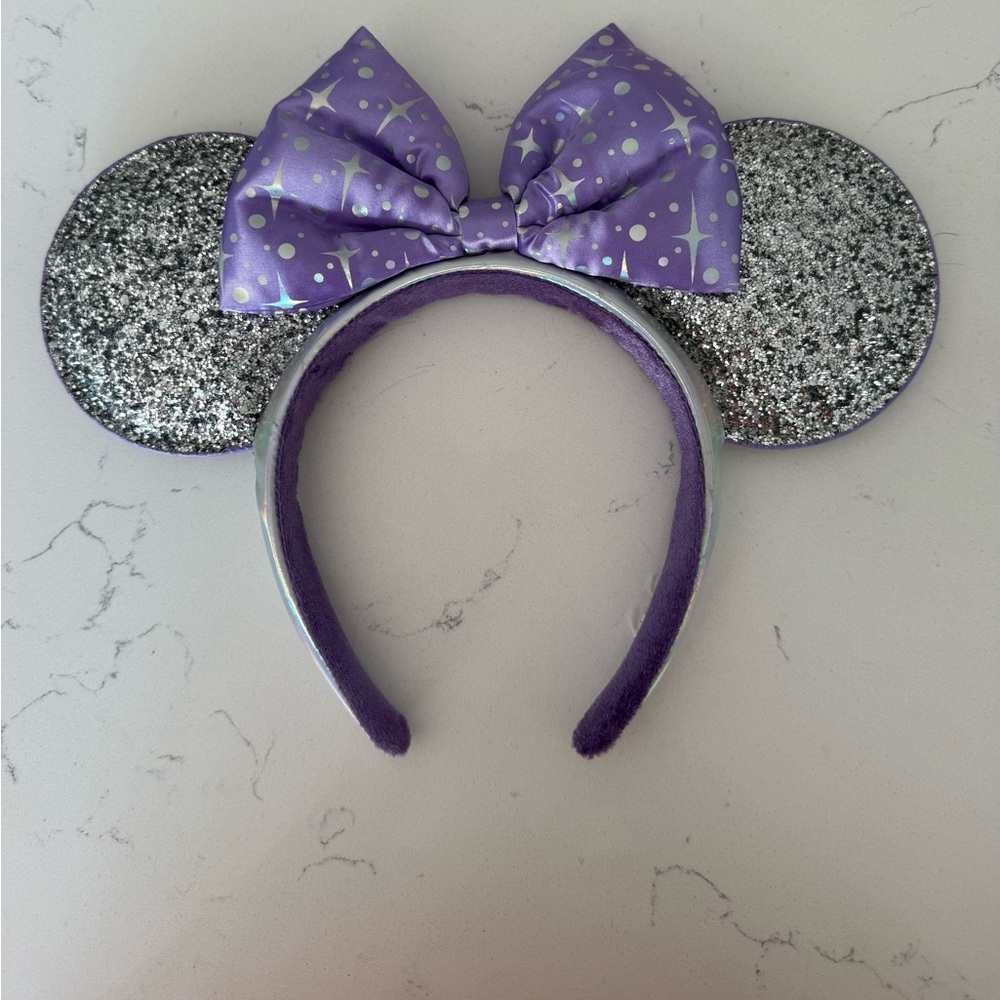 Purple and Silver Glitter Minnie Ears Headband